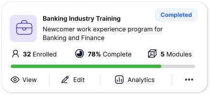 Banking industry training program card