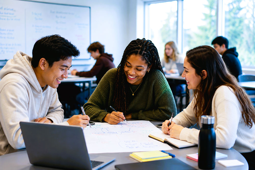 Students collaborating in a workshop
