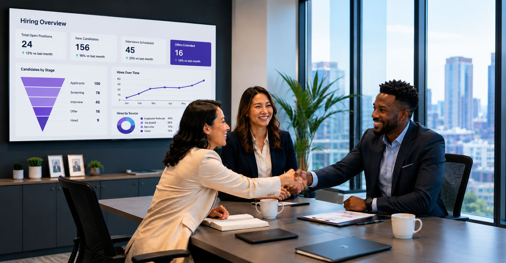Employer and recruiter discussing hiring needs